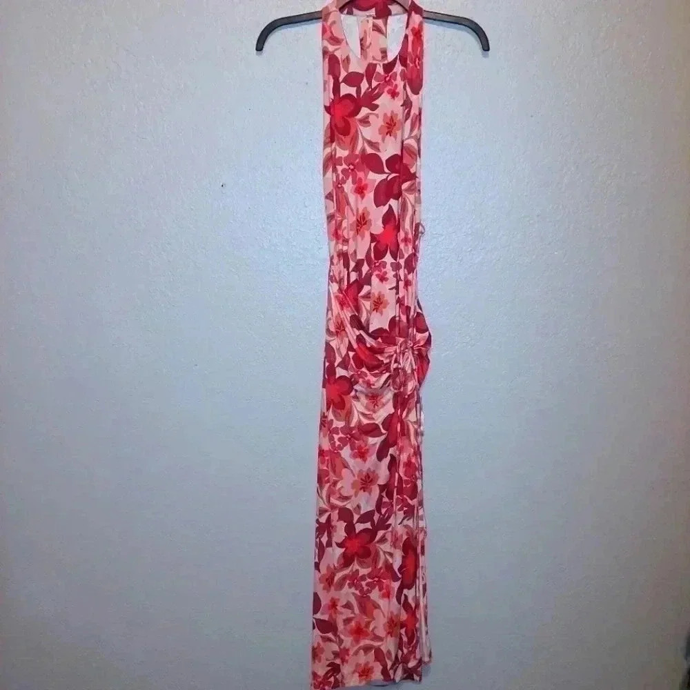 NWT Free People Dress Mimi Printed Floral Tropical Midi Cinch Slit Size Small - Picture 2 of 9